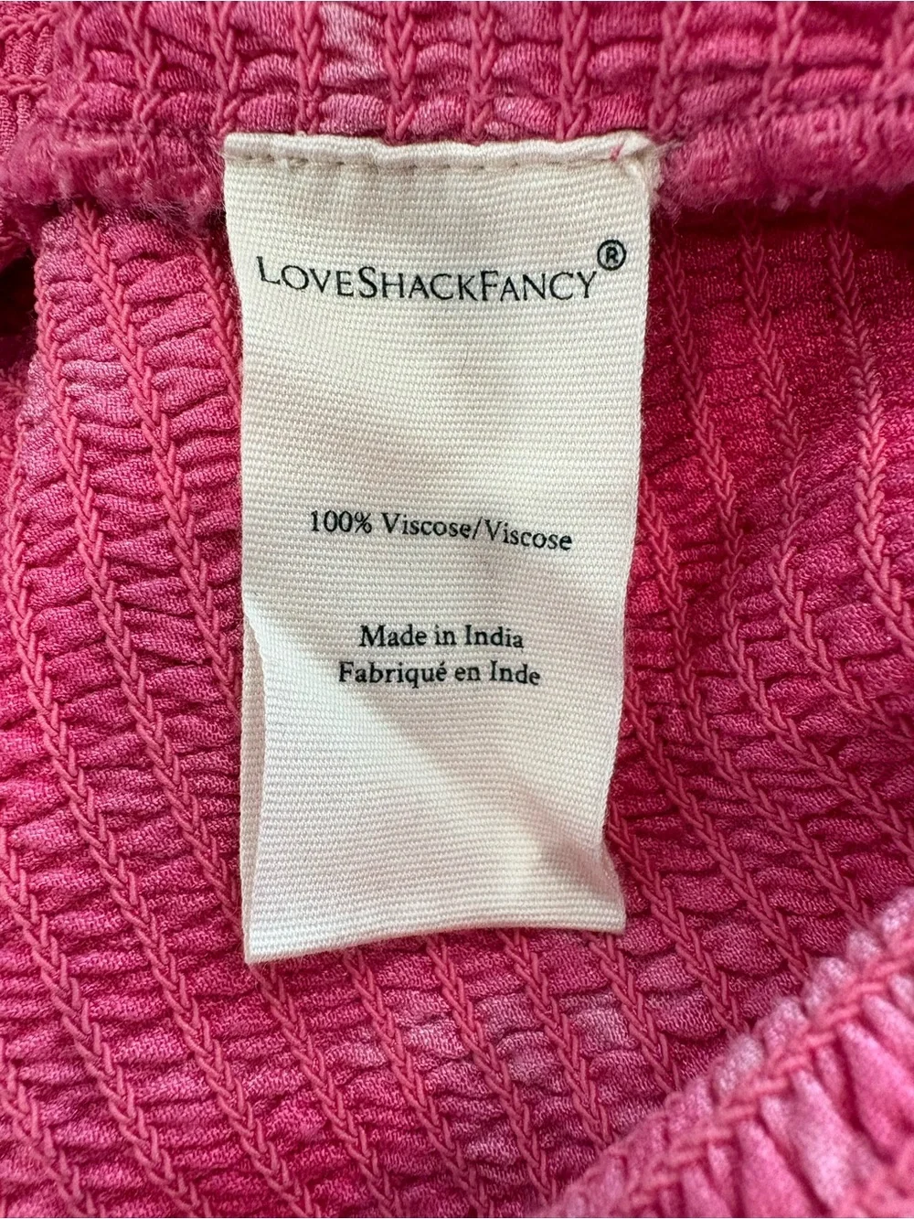 LoveShackFancy Evan Pink Grenadine Crushed Velvet Smocked Mini Dress Size M NWOT
